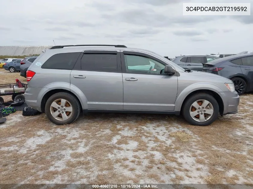 2016 Dodge Journey Se VIN: 3C4PDCAB2GT219592 Lot: 40607210