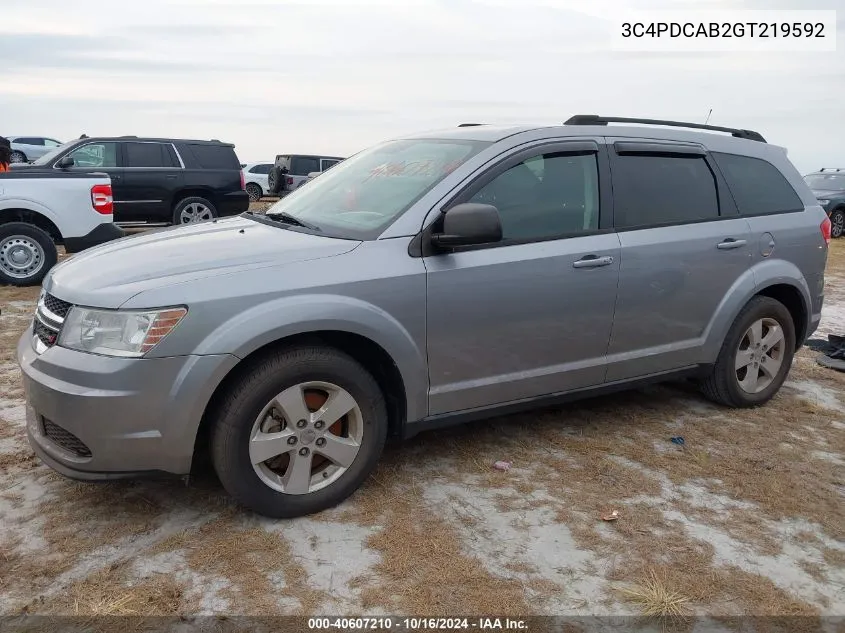 2016 Dodge Journey Se VIN: 3C4PDCAB2GT219592 Lot: 40607210