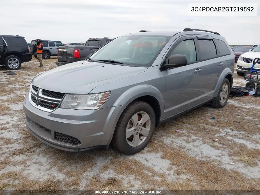 2016 Dodge Journey Se VIN: 3C4PDCAB2GT219592 Lot: 40607210