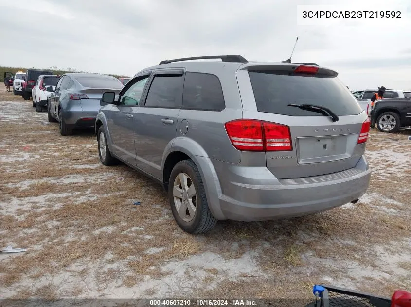 2016 Dodge Journey Se VIN: 3C4PDCAB2GT219592 Lot: 40607210