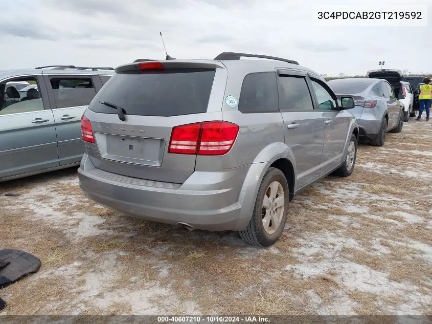 2016 Dodge Journey Se VIN: 3C4PDCAB2GT219592 Lot: 40607210