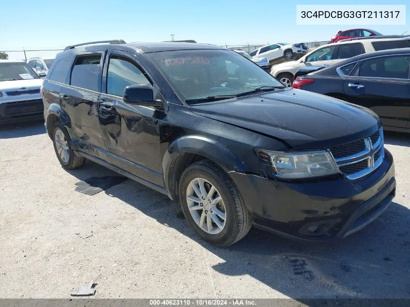 2016 Dodge Journey Sxt VIN: 3C4PDCBG3GT211317 Lot: 40623110