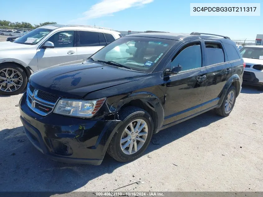 2016 Dodge Journey Sxt VIN: 3C4PDCBG3GT211317 Lot: 40623110