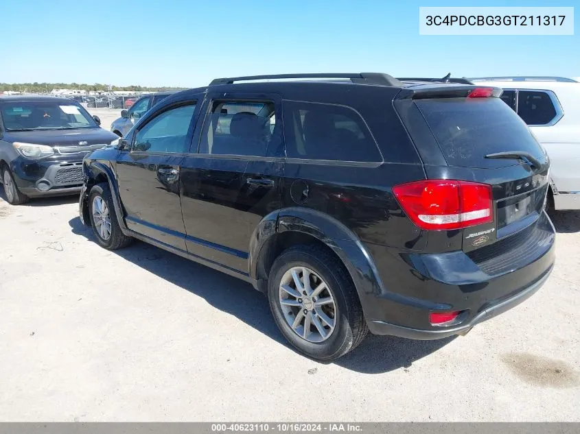 2016 Dodge Journey Sxt VIN: 3C4PDCBG3GT211317 Lot: 40623110