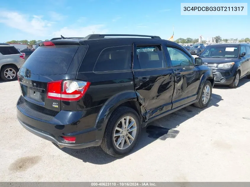 2016 Dodge Journey Sxt VIN: 3C4PDCBG3GT211317 Lot: 40623110