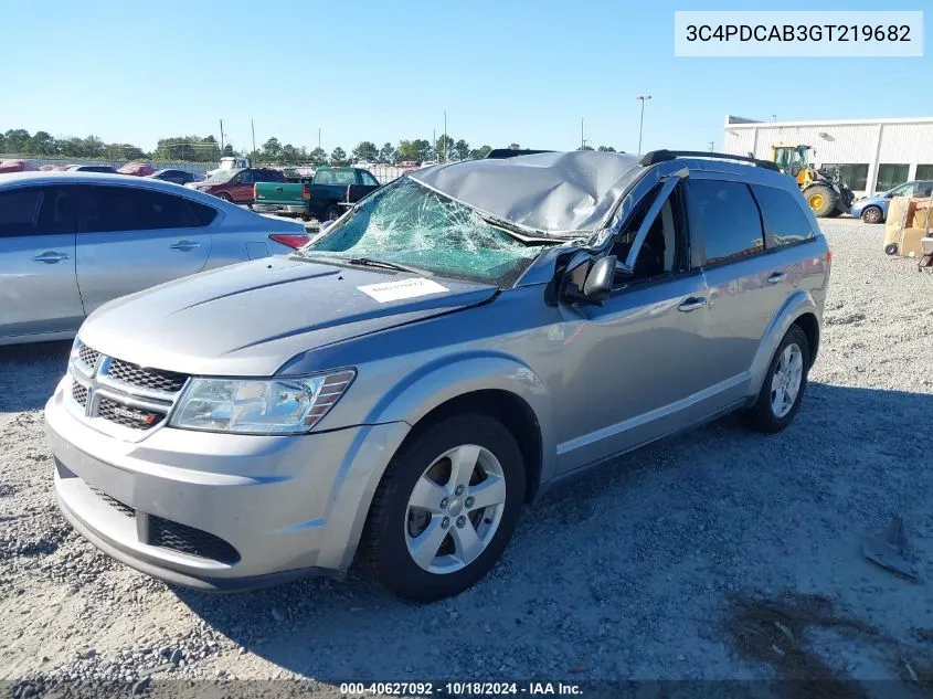 2016 Dodge Journey Se VIN: 3C4PDCAB3GT219682 Lot: 40627092