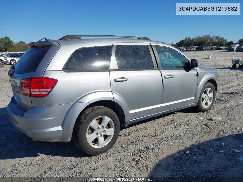 2016 Dodge Journey Se VIN: 3C4PDCAB3GT219682 Lot: 40627092