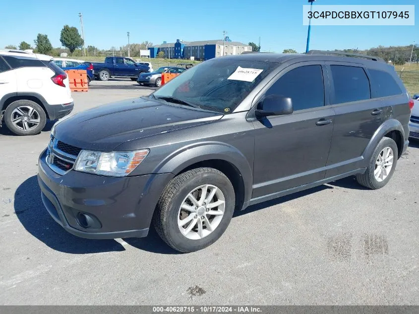 2016 Dodge Journey Sxt VIN: 3C4PDCBBXGT107945 Lot: 40628715