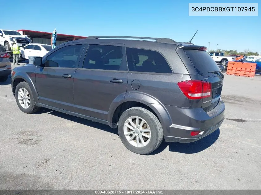 2016 Dodge Journey Sxt VIN: 3C4PDCBBXGT107945 Lot: 40628715