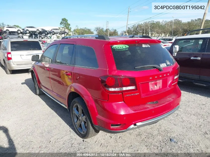 2016 Dodge Journey Crossroad Plus VIN: 3C4PDCGB0GT195042 Lot: 40642813