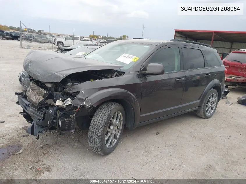 2016 Dodge Journey R/T VIN: 3C4PDCEG2GT208064 Lot: 40647157