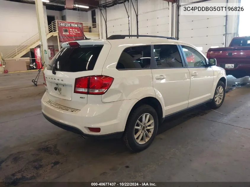 2016 Dodge Journey Sxt VIN: 3C4PDDBG5GT196826 Lot: 40677437