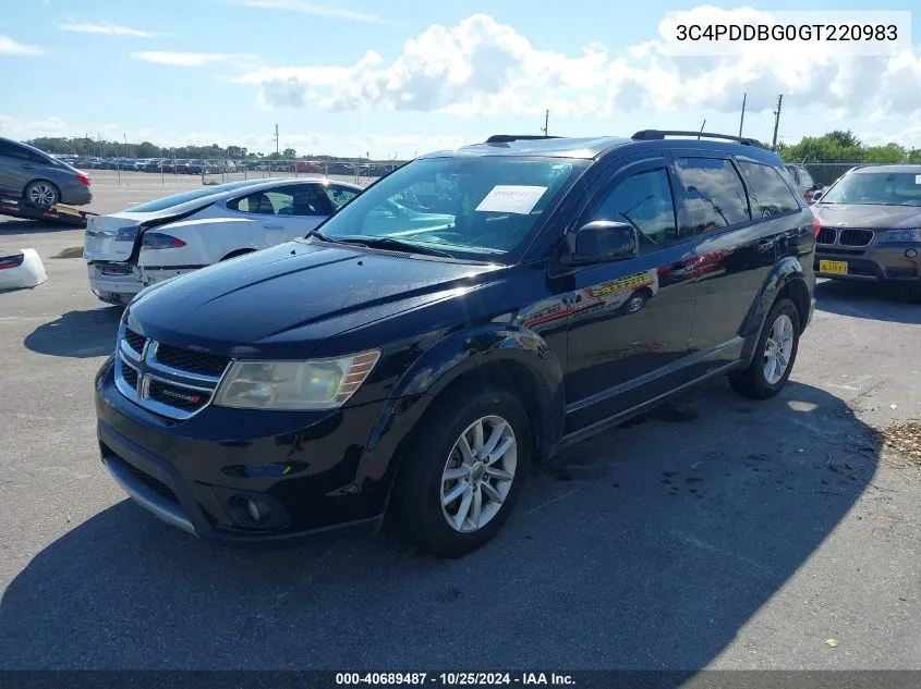 2016 Dodge Journey Sxt VIN: 3C4PDDBG0GT220983 Lot: 40689487