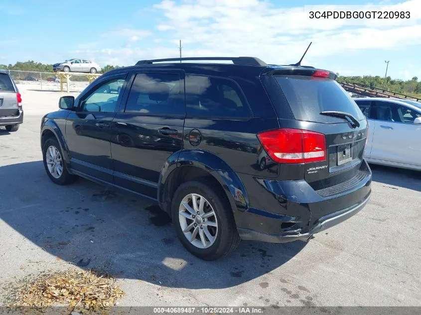 2016 Dodge Journey Sxt VIN: 3C4PDDBG0GT220983 Lot: 40689487