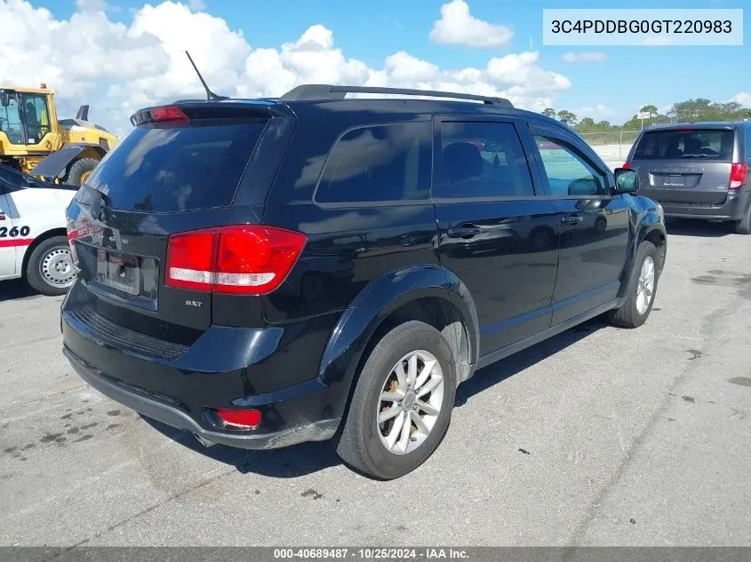 2016 Dodge Journey Sxt VIN: 3C4PDDBG0GT220983 Lot: 40689487