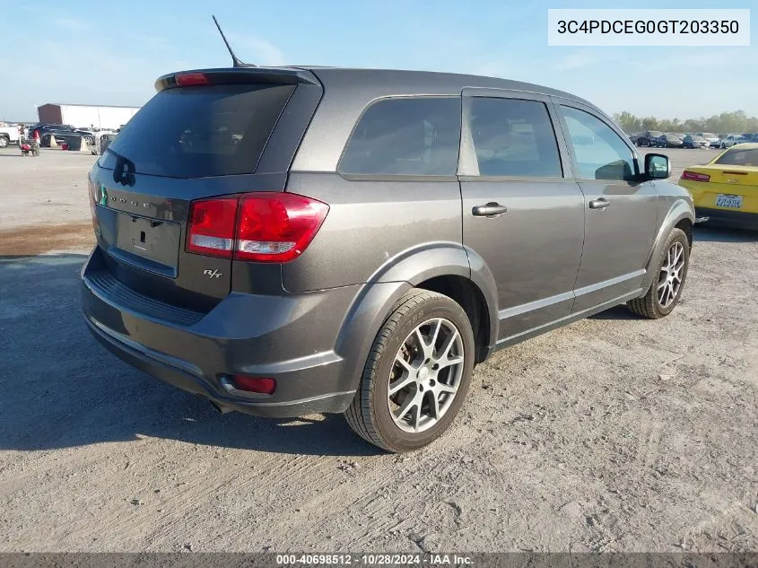 2016 Dodge Journey R/T VIN: 3C4PDCEG0GT203350 Lot: 40698512