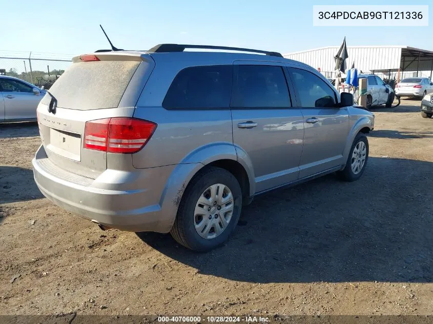 2016 Dodge Journey Se VIN: 3C4PDCAB9GT121336 Lot: 40706000