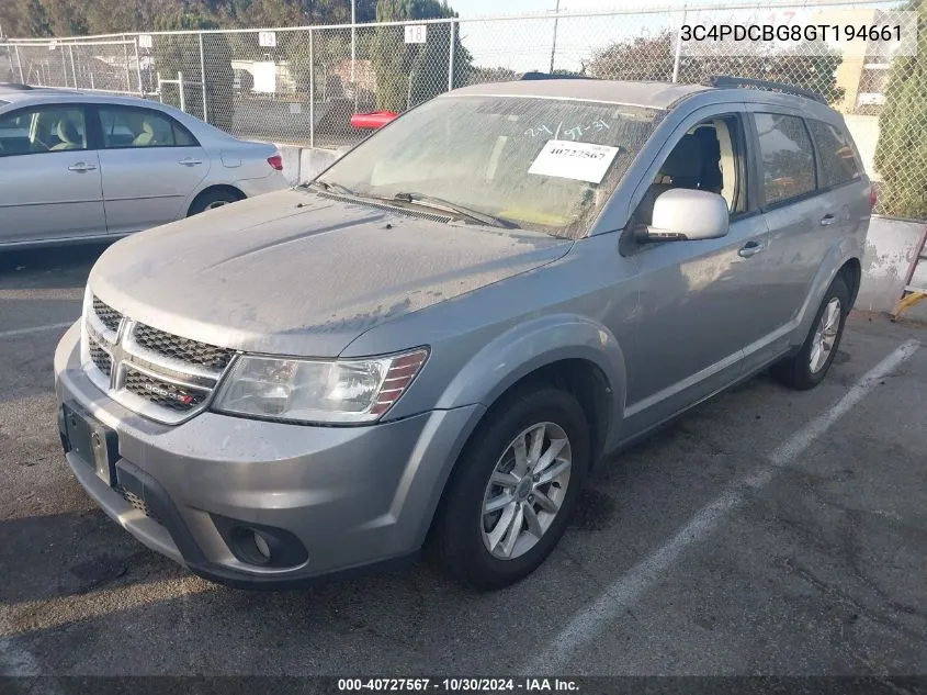 2016 Dodge Journey Sxt VIN: 3C4PDCBG8GT194661 Lot: 40727567