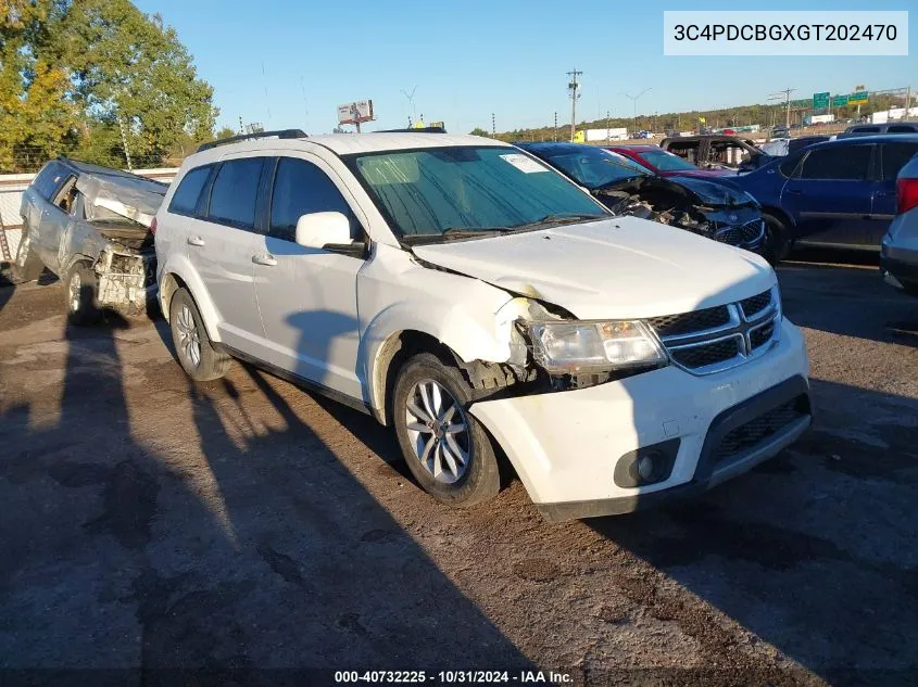 2016 Dodge Journey Sxt VIN: 3C4PDCBGXGT202470 Lot: 40732225