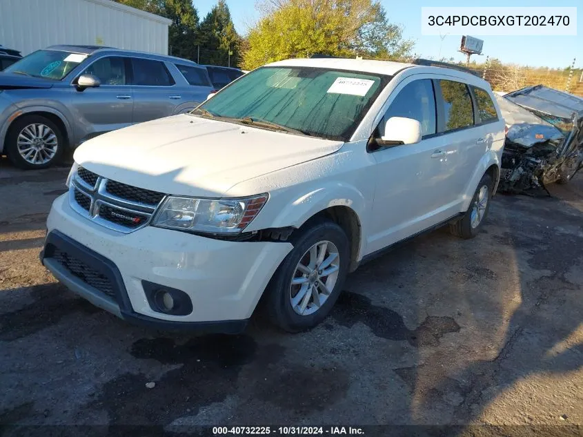 2016 Dodge Journey Sxt VIN: 3C4PDCBGXGT202470 Lot: 40732225