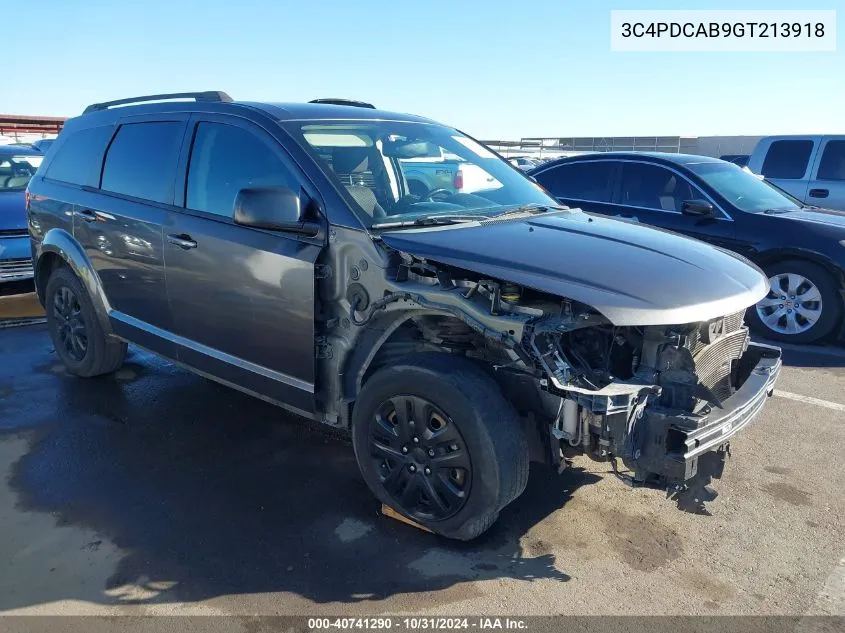 2016 Dodge Journey Se VIN: 3C4PDCAB9GT213918 Lot: 40741290