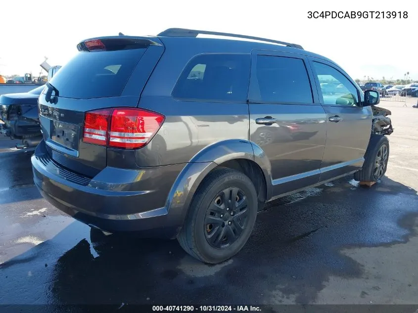 2016 Dodge Journey Se VIN: 3C4PDCAB9GT213918 Lot: 40741290