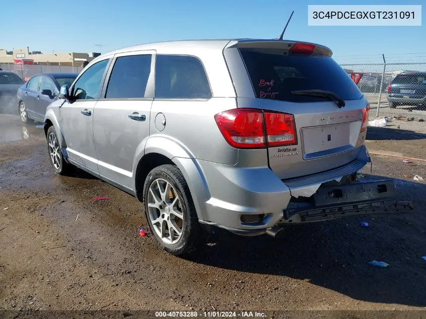 2016 Dodge Journey R/T VIN: 3C4PDCEGXGT231091 Lot: 40753288