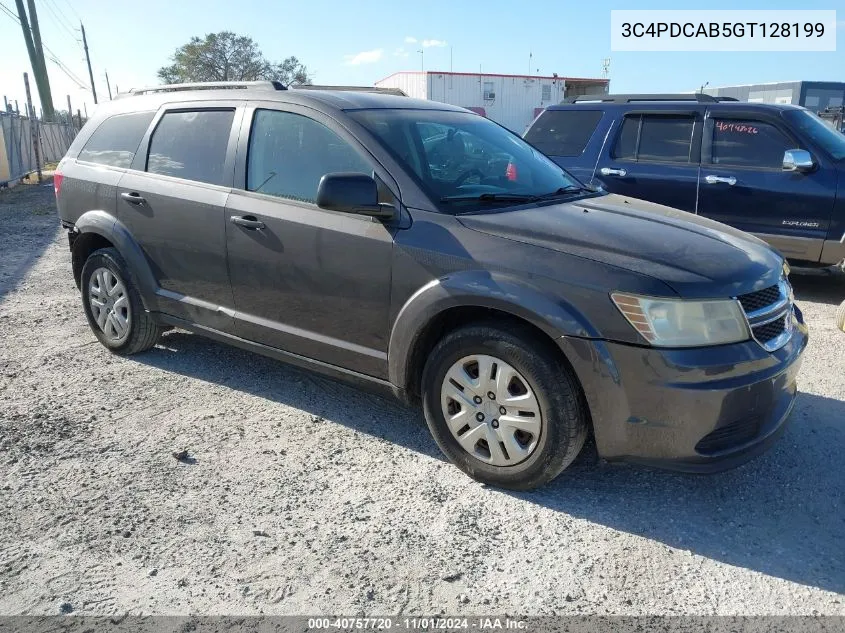 2016 Dodge Journey Se VIN: 3C4PDCAB5GT128199 Lot: 40757720