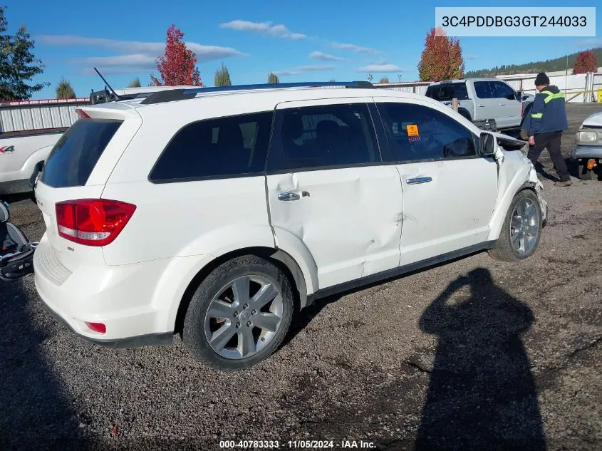 2016 Dodge Journey Sxt VIN: 3C4PDDBG3GT244033 Lot: 40783333