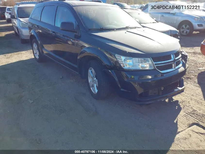 2016 Dodge Journey Se VIN: 3C4PDCAB4GT152221 Lot: 40797106