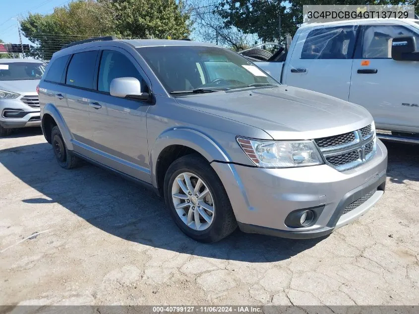 2016 Dodge Journey Sxt VIN: 3C4PDCBG4GT137129 Lot: 40799127