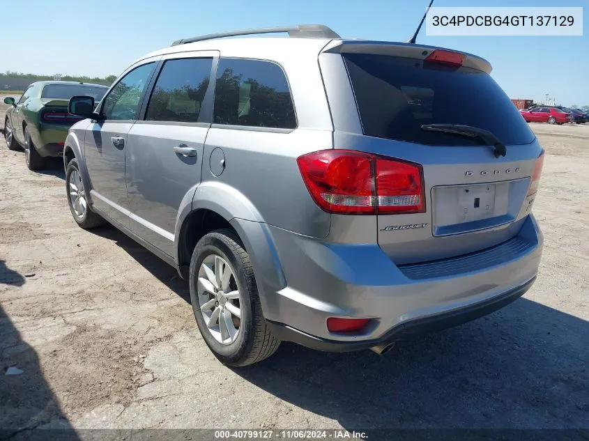 2016 Dodge Journey Sxt VIN: 3C4PDCBG4GT137129 Lot: 40799127