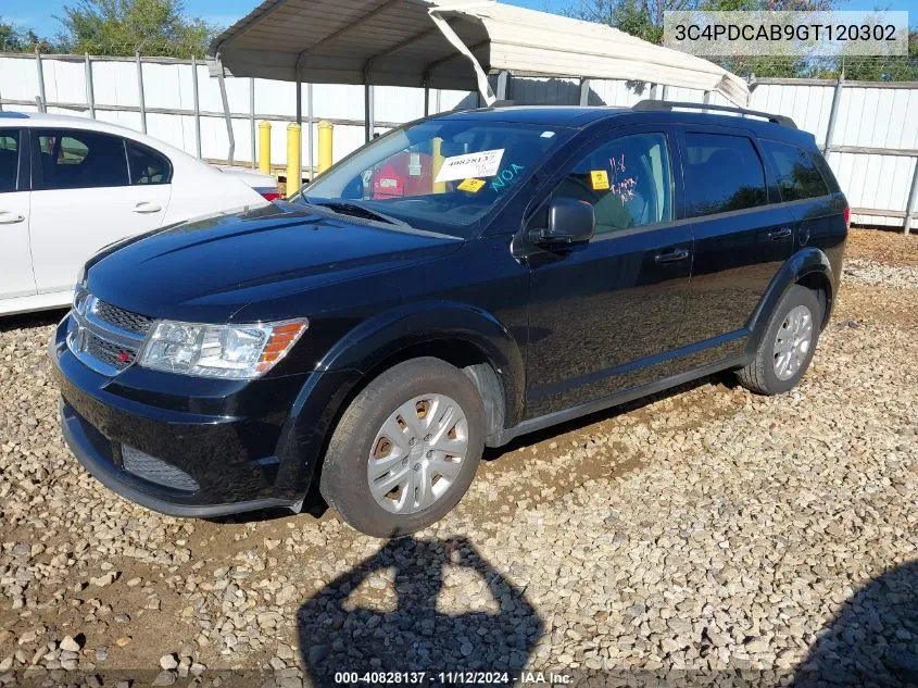 2016 Dodge Journey Se VIN: 3C4PDCAB9GT120302 Lot: 40828137