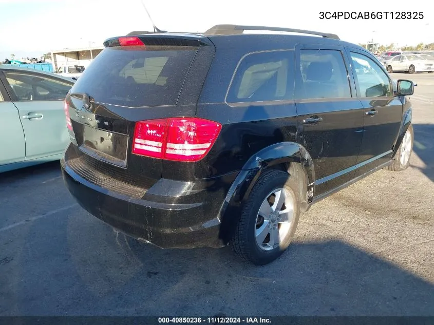 2016 Dodge Journey Se VIN: 3C4PDCAB6GT128325 Lot: 40850236