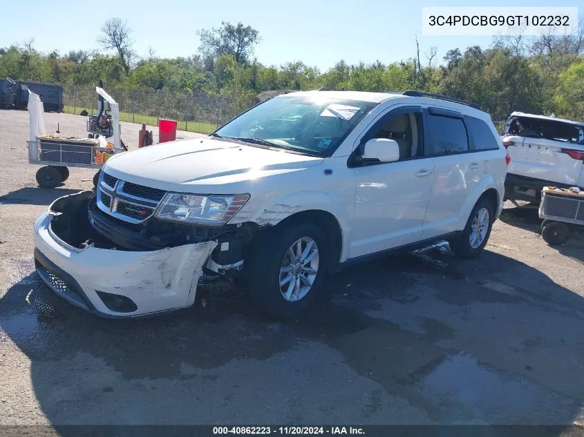 2016 Dodge Journey Sxt VIN: 3C4PDCBG9GT102232 Lot: 40862223