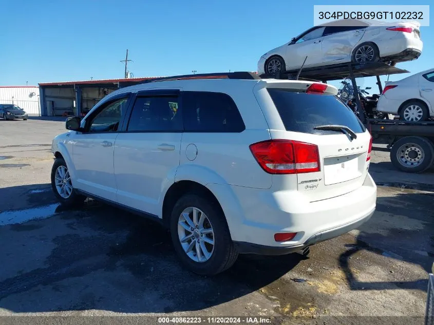 2016 Dodge Journey Sxt VIN: 3C4PDCBG9GT102232 Lot: 40862223