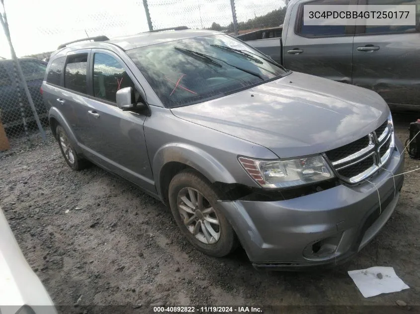 2016 Dodge Journey Sxt VIN: 3C4PDCBB4GT250177 Lot: 40892822