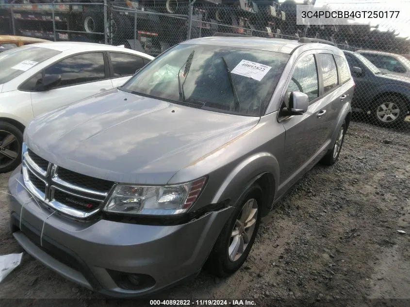 2016 Dodge Journey Sxt VIN: 3C4PDCBB4GT250177 Lot: 40892822