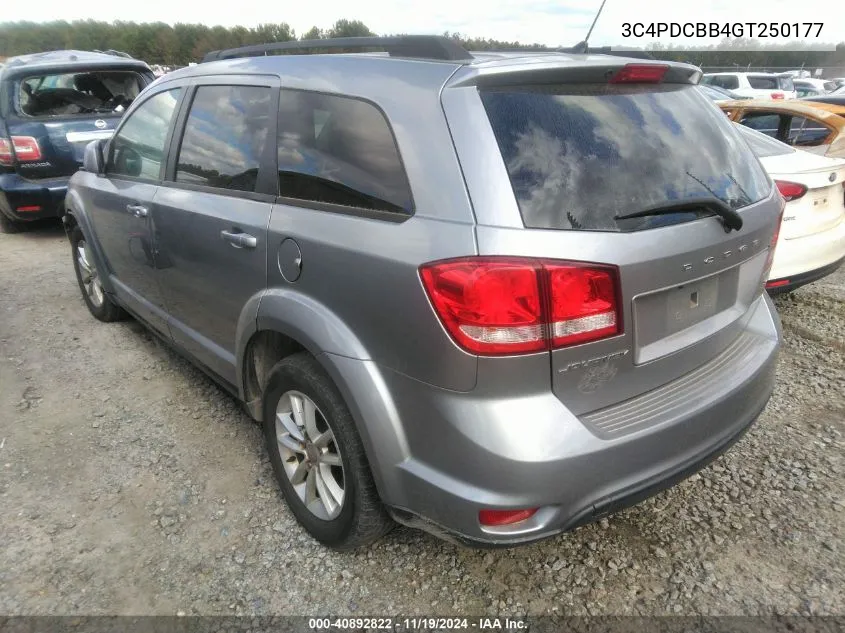 2016 Dodge Journey Sxt VIN: 3C4PDCBB4GT250177 Lot: 40892822