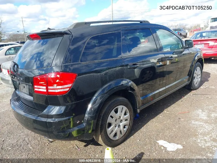 2016 Dodge Journey Se VIN: 3C4PDCAB7GT105250 Lot: 40923916