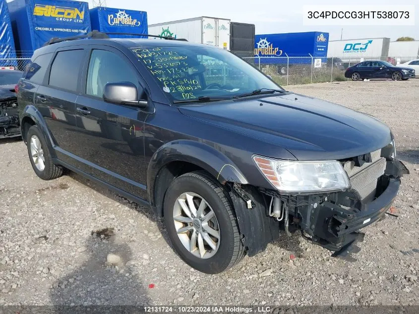 2017 Dodge Journey Sxt VIN: 3C4PDCCG3HT538073 Lot: 12131724