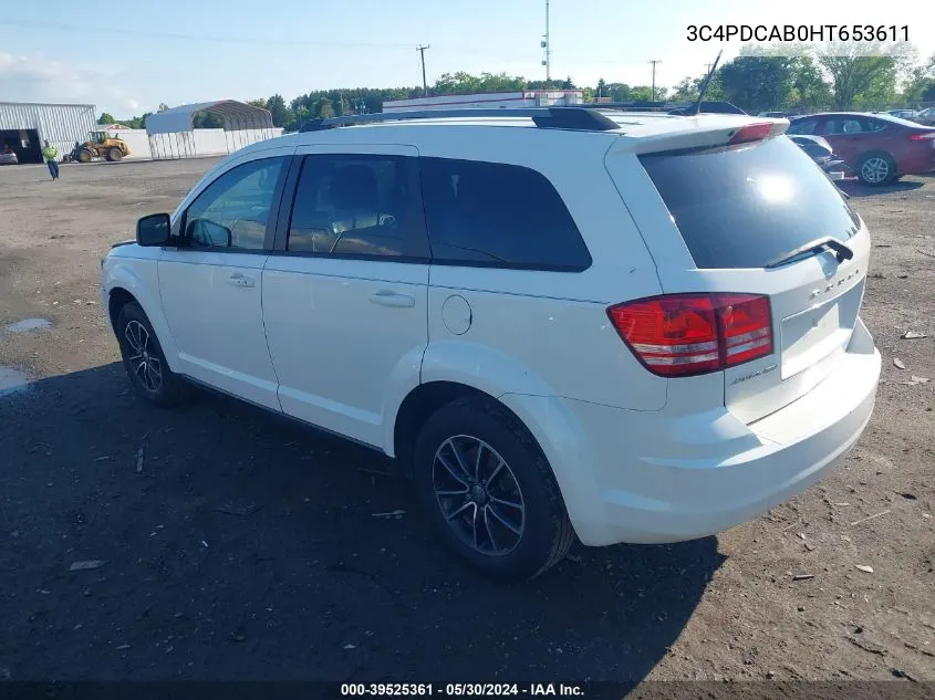 2017 Dodge Journey Se VIN: 3C4PDCAB0HT653611 Lot: 39525361