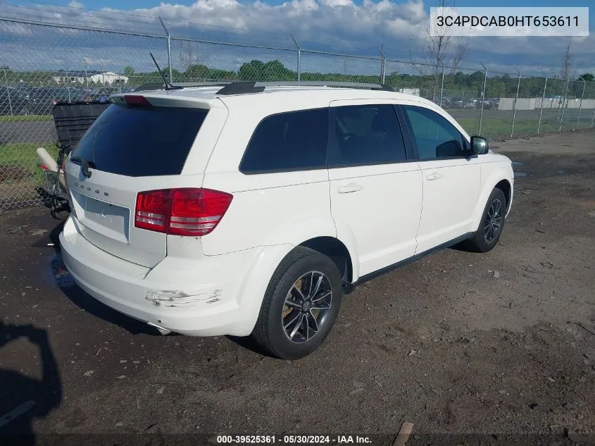 2017 Dodge Journey Se VIN: 3C4PDCAB0HT653611 Lot: 39525361