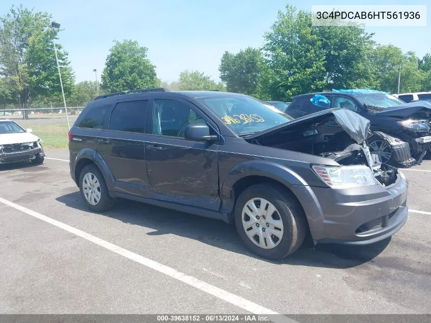 2017 Dodge Journey Se VIN: 3C4PDCAB6HT561936 Lot: 39638152