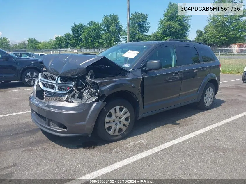 2017 Dodge Journey Se VIN: 3C4PDCAB6HT561936 Lot: 39638152