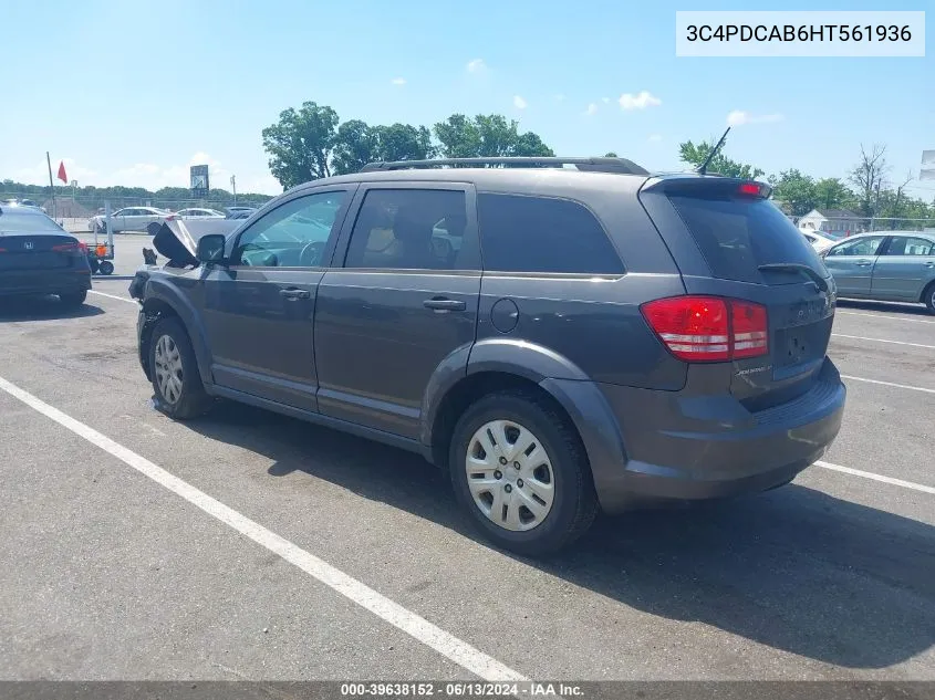 2017 Dodge Journey Se VIN: 3C4PDCAB6HT561936 Lot: 39638152