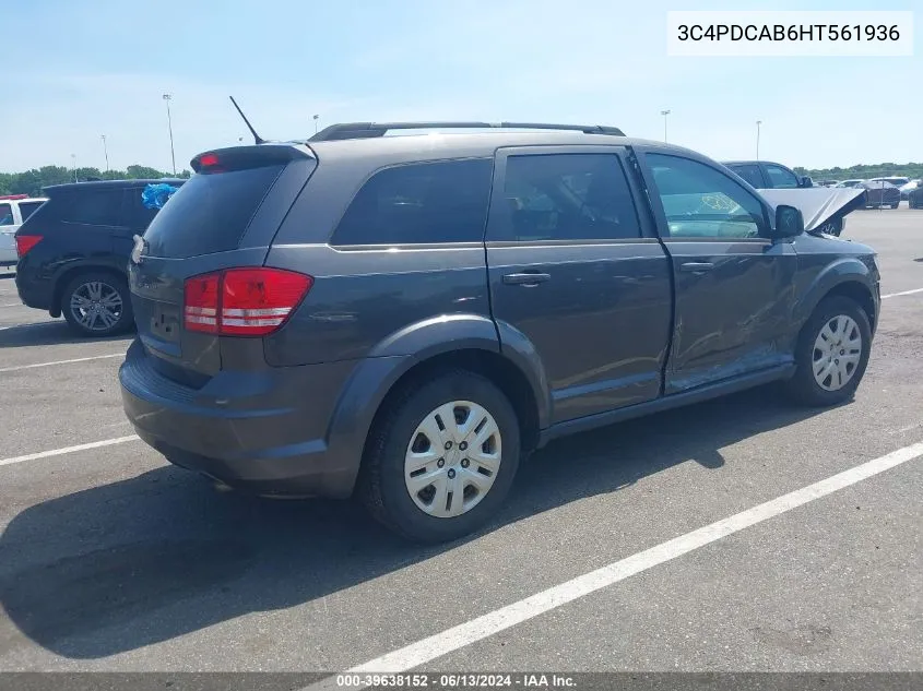 2017 Dodge Journey Se VIN: 3C4PDCAB6HT561936 Lot: 39638152