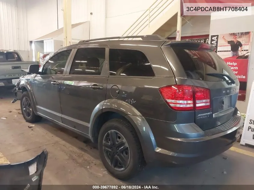 2017 Dodge Journey Se VIN: 3C4PDCAB8HT708404 Lot: 39677892