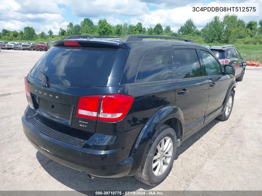 2017 Dodge Journey Sxt Awd VIN: 3C4PDDBG8HT512575 Lot: 39710775