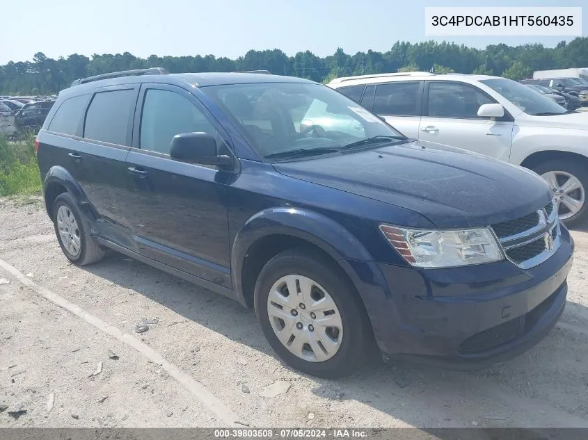 2017 Dodge Journey Se VIN: 3C4PDCAB1HT560435 Lot: 39803508